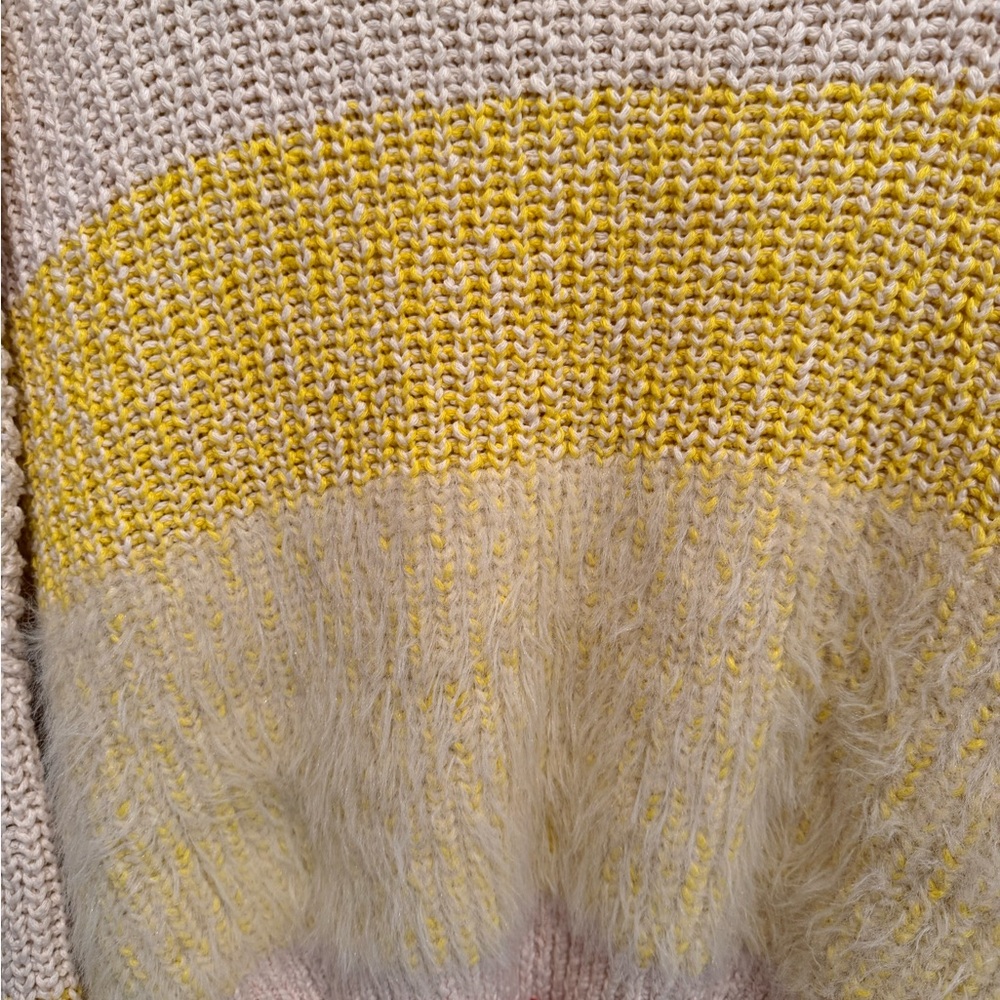 Free People Sunbrite Yellow Turtleneck Sweater with Orange trim - Picture 3 of 5